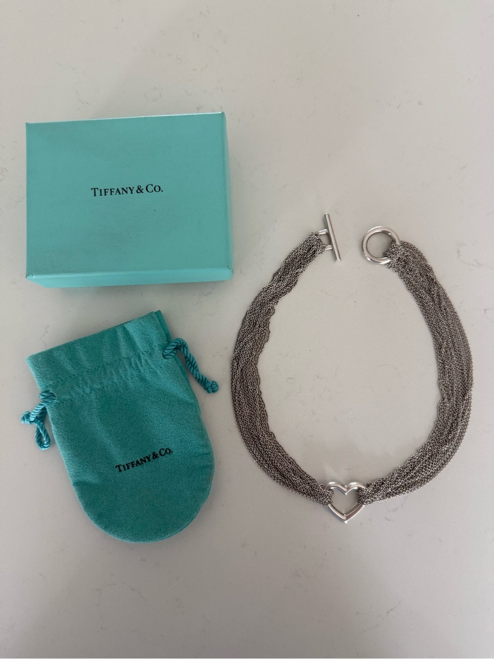 Tiffany & Co. Silver Multi-Strand Heart Toggle Necklace - Silver